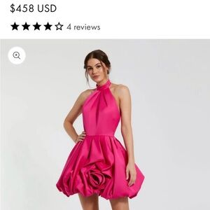 Mac Duggal Hot Pink Halter Bubble Mini Dress